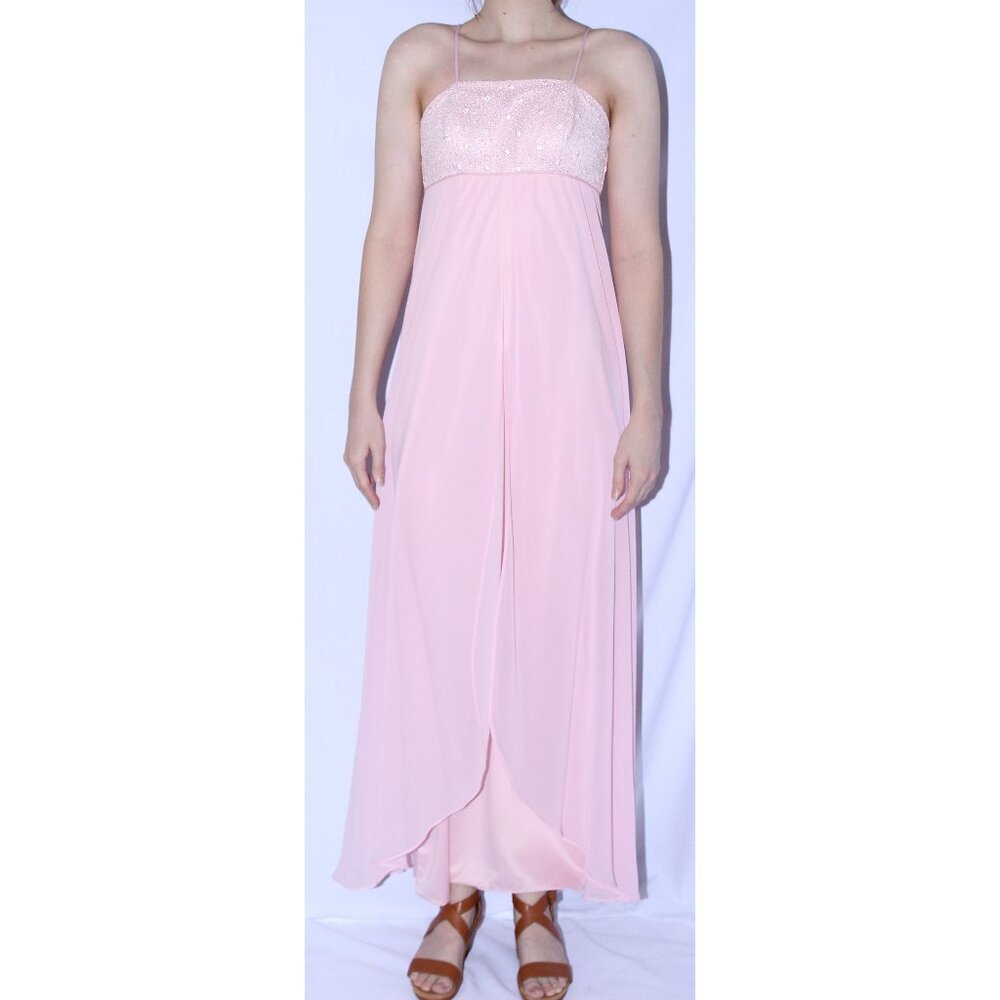 NWOT Poly USA #2488 Chiffon Bridesmaid Dress With Satin Underlay-Size S-Pink